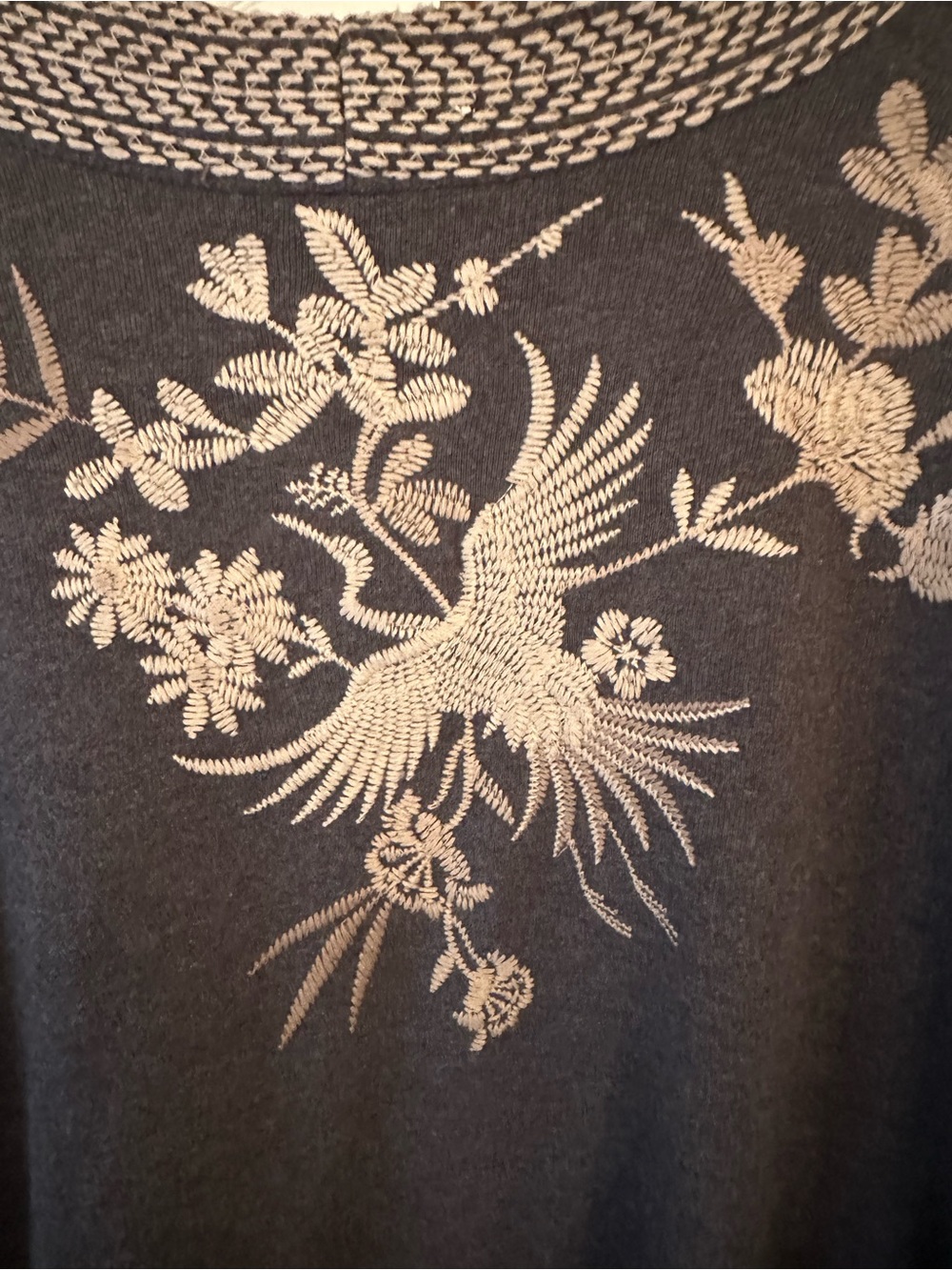 Johnny Was Embroidered Camille Grey Cardigan Waterfall Open Front - Picture 10 of 15